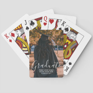 Graduation photo custom modern stylish script  poker cards