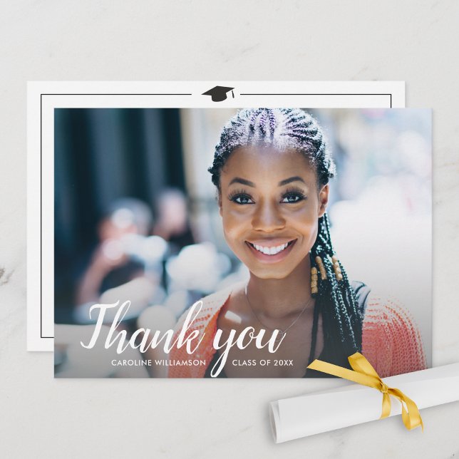 Graduation Photo Custom Thank You Note Backside Card (Creator Uploaded)