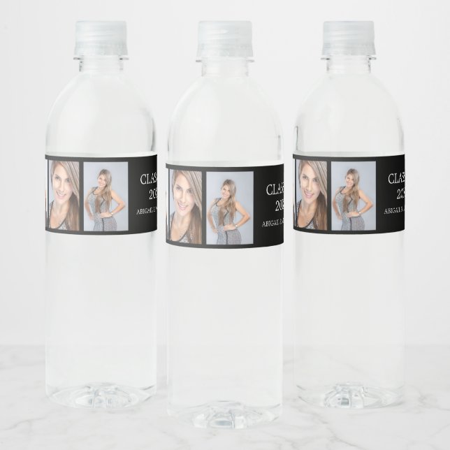 Graduation Photo Custom Water Bottle Label (Bottles)