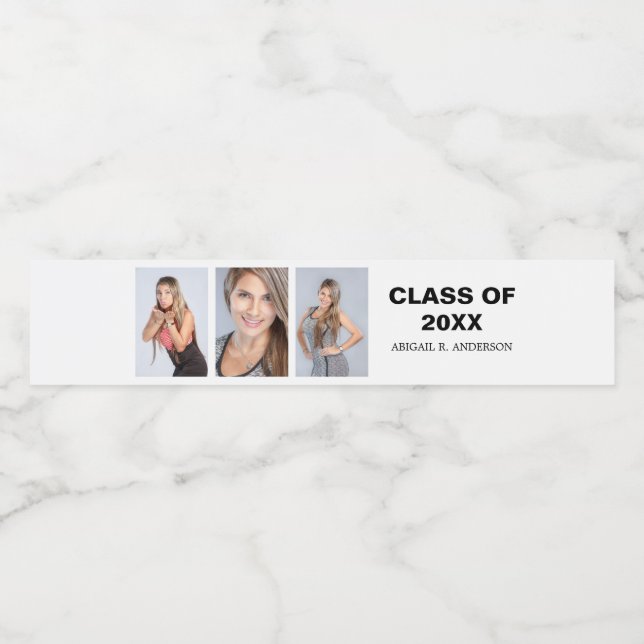 Graduation Photo Custom Water Bottle Label (Single Label)