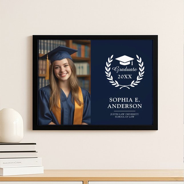 Graduation Photo Display Navy Blue Wall Keepsake Print (Creator Uploaded)