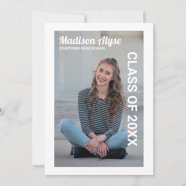 Graduation Photo Editable Color Announcement (Front)