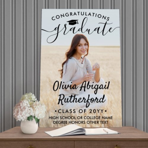 Graduation Photo Elegant Modern Black Calligraphy Foam Board