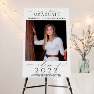 Graduation Photo Elegant Modern Black Script 20x30 Foam Board