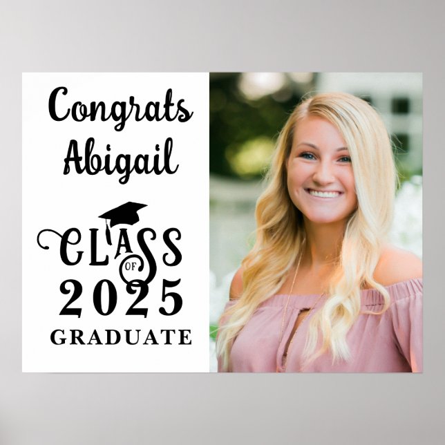 Graduation Photo Fancy Class Year Typography Poster (Front)