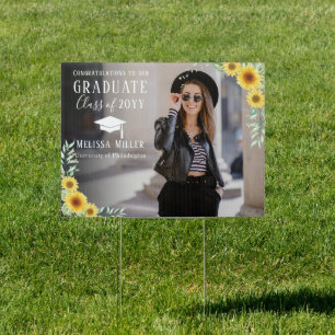 Graduation Photo Floral Yard Sign