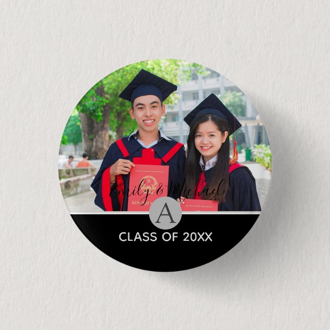 Graduation PHOTO - Gifts and Announcements Custom Button (Front)