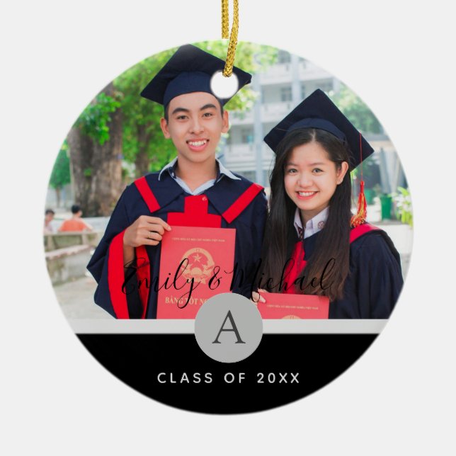 Graduation PHOTO - Gifts and Announcements Custom Ceramic Ornament (Front)