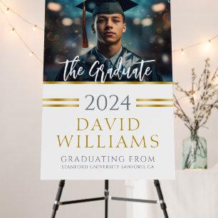 Graduation Photo Gold Black Typography Foam Board
