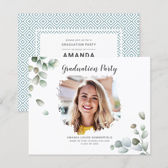 Graduation Photo Grad 2025 Party Invitation (Front/Back)