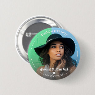 Graduation Photo Grad Cap Class of 20XX Custom Pinback Button