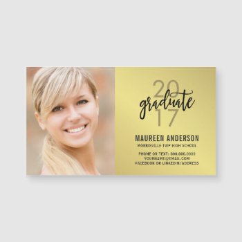 Graduation Photo Grad Name Cards Faux Gold Foil by HolidayInk at Zazzle