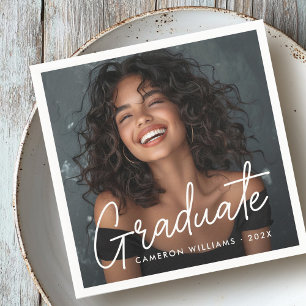 Graduation photo graduate name napkins