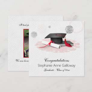 Graduation Photo Graphic Mortar Board White Swirls Announcement