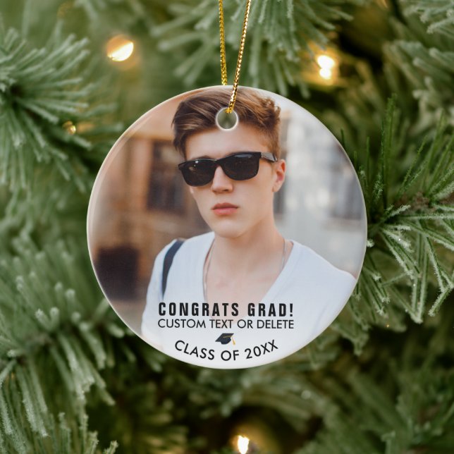 Graduation Photo Keepsake Gift Modern Class 20XX Ceramic Ornament (Tree)