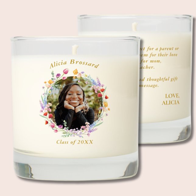 Graduation Photo Keepsake Gift Vanilla Scented Candle (Graduation Photo Candle)