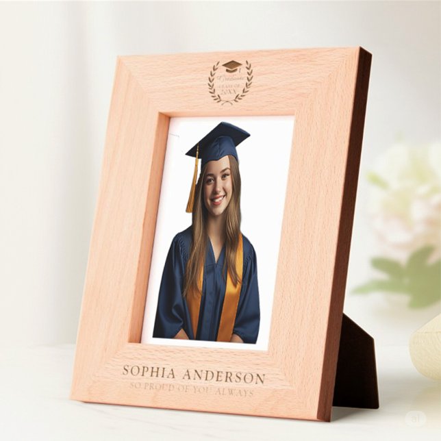 Graduation Photo Keepsake | Grad Cap Laurel Wreath Engraved Frames (Creator Uploaded)
