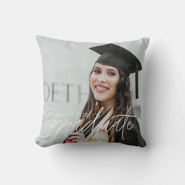 Graduation Photo Keepsake Graduate Throw Pillow (Front)