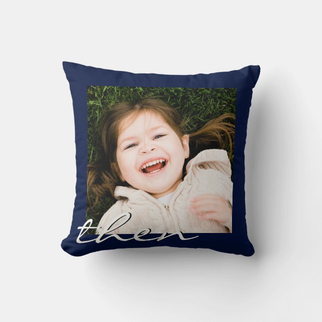 Graduation Photo Keepsake Two Sided Now and Then   Throw Pillow (Front)