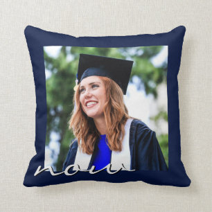 Graduation Photo Keepsake Two Sided Now and Then   Throw Pillow