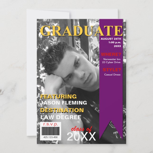 Graduation Photo Magazine Cover Invitation (Front)