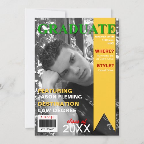 Graduation Photo Magazine Cover Invitation