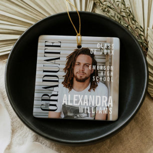 Graduation Photo Magazine Cover Style Keepsake Ceramic Ornament