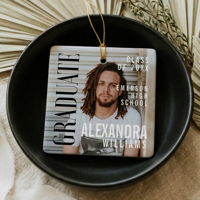 Graduation Photo Magazine Cover Style Keepsake Ceramic Ornament (Graduation Photo Magazine Cover Style Keepsake Ceramic Ornament)
