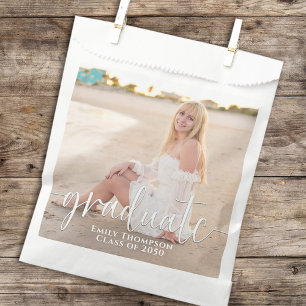 Graduation Photo Minimalist Calligraphy Script  Favor Bag
