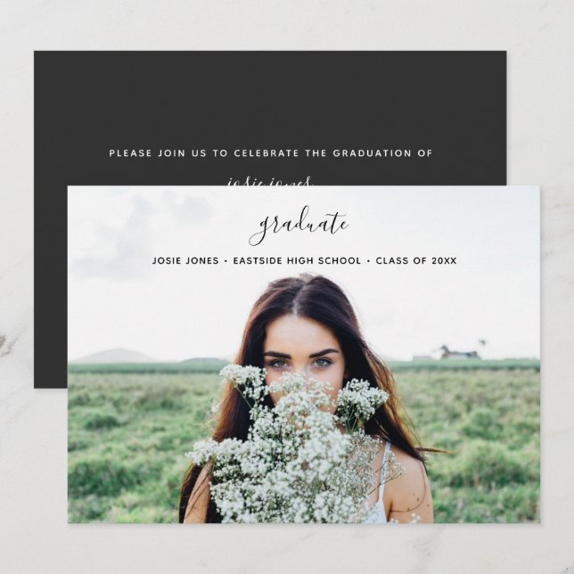 Graduation Photo Minimalist Invitation (Front/Back)