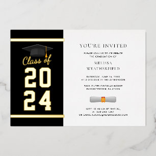 Graduation Photo Modern 2025 Gold Foil Invitation