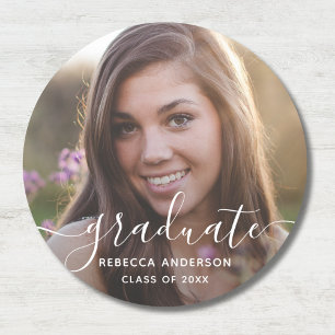 Graduation Photo Modern Classic Round Sticker