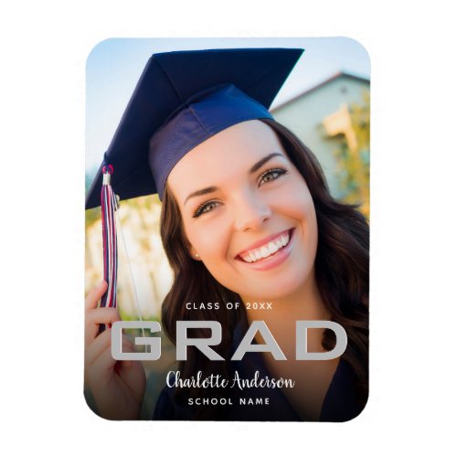 Graduation photo modern elegant black modern magnet