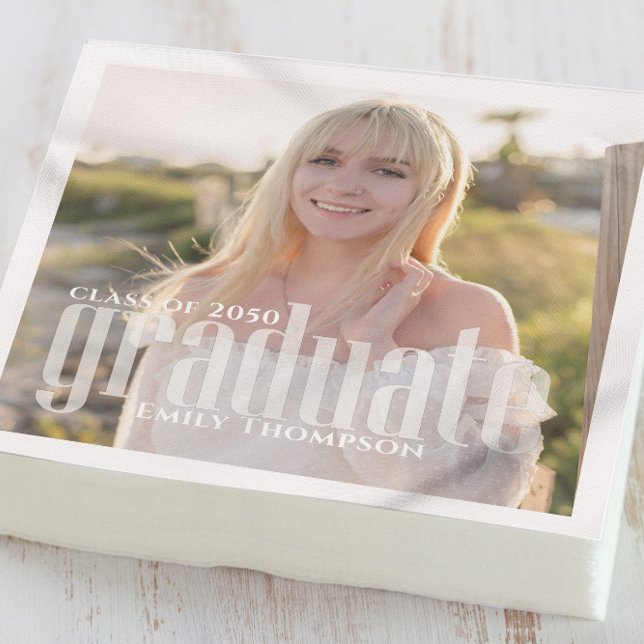 Graduation Photo Modern Elegant Minimalist Napkins (Creator Uploaded)