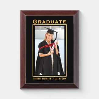 Graduation Photo Modern Gold Award Plaque