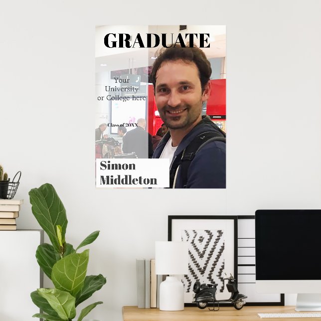 Graduation Photo Modern Graduate Black Headline  Poster (Home Office)