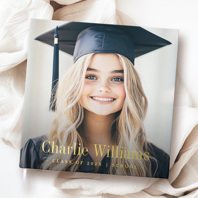Graduation photo modern graduate name year foil guest book  (Graduation photo modern graduate name year foil guest book)