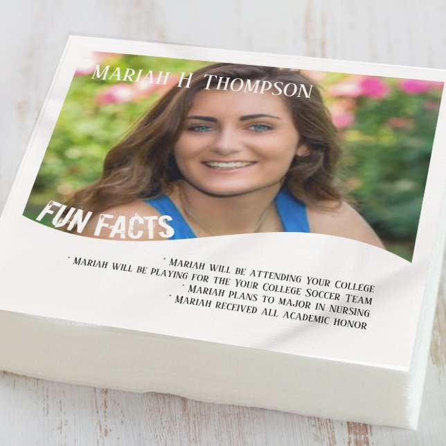 Graduation Photo Modern Minimalist Fun Facts Napkins (Creator Uploaded)
