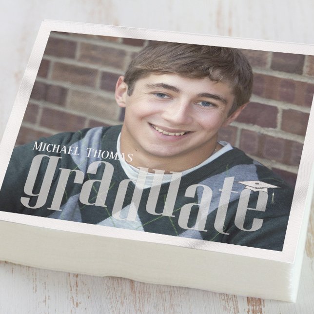Graduation Photo Modern Minimalist Simple Party Napkins (Creator Uploaded)