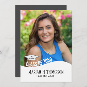 Graduation Photo Modern Mortarboard Minimalist Invitation