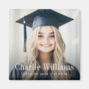 Graduation photo modern school name year magnet