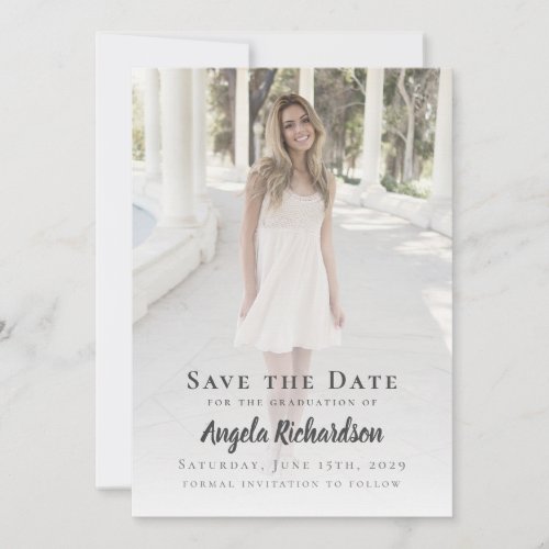 Graduation Photo Modern Typography Save the Date Announcement