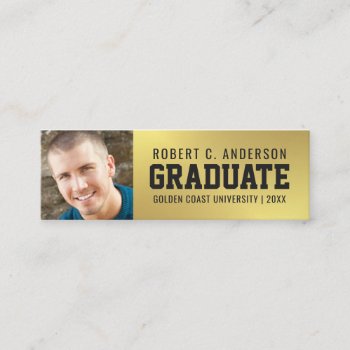 Graduation Photo Name Card Faux Gold Foil by HolidayInk at Zazzle
