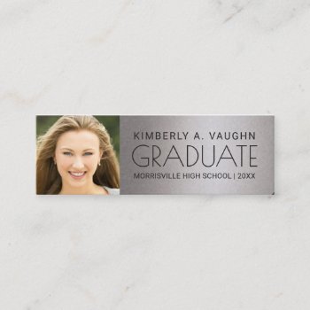 Graduation Photo Name Card Faux Silver Foil by HolidayInk at Zazzle