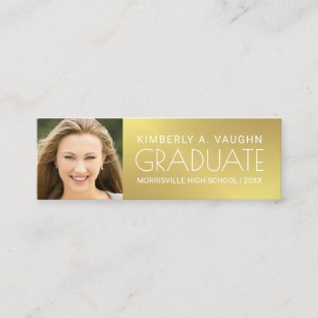Graduation Photo Name Card Girl's Faux Gold Foil by HolidayInk at Zazzle