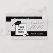 Graduation Photo Name Card - Gray and Black (Front/Back)