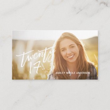 Graduation Photo Name Card Modern Handwritten Text by HolidayInk at Zazzle