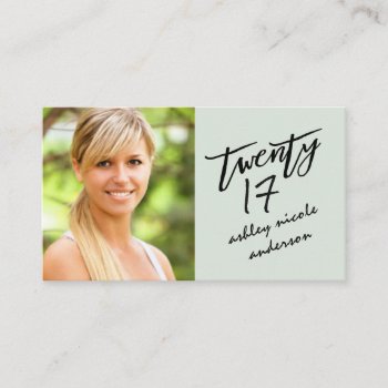 Graduation Photo Name Card Modern Handwritten Text by HolidayInk at Zazzle