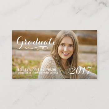 Graduation Photo Name Cards Elegant Script by HolidayInk at Zazzle