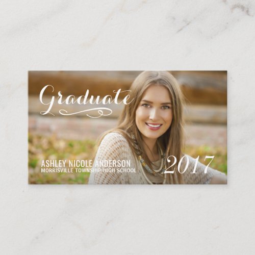 Graduation Photo Name Cards Elegant Script